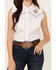 Image #3 - Ely Walker Women's Southwestern Print Sleeveless Pearl Snap Western Shirt, White, hi-res