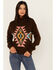 Image #1 - Rock & Roll Denim Women's Southwest Turtleneck Sweater , Brown, hi-res