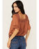 Image #4 - Wild Moss Women's Crochet Trim Top, Rust Copper, hi-res