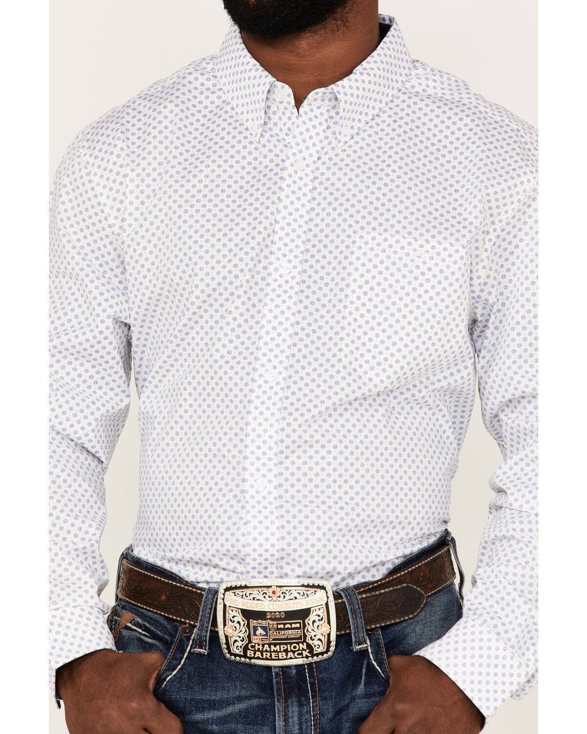 Image #3 - RANK 45® Men's Mash Up Floral Geo Print Long Sleeve Button-Down Western Shirt, White, hi-res
