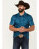 Panhandle Men's Paisley Print Short Sleeve Polo Shirt , Teal, hi-res