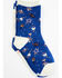 Image #1 - RANK 45® Girls' Floating Flowers & Horses Crew Socks - 2-Pack, Multi, hi-res