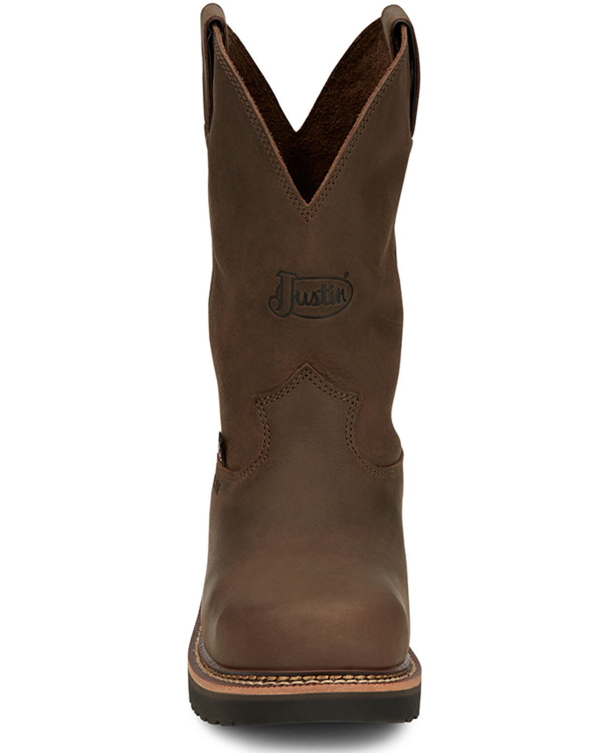 Image #4 - Justin Men's Carbide Pull-On Work Boots - Steel Toe, Brown, hi-res