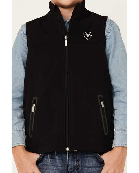 Image #3 - Ariat Boys' Solid Black New Team Softshell Zip-Front Vest , Black, hi-res