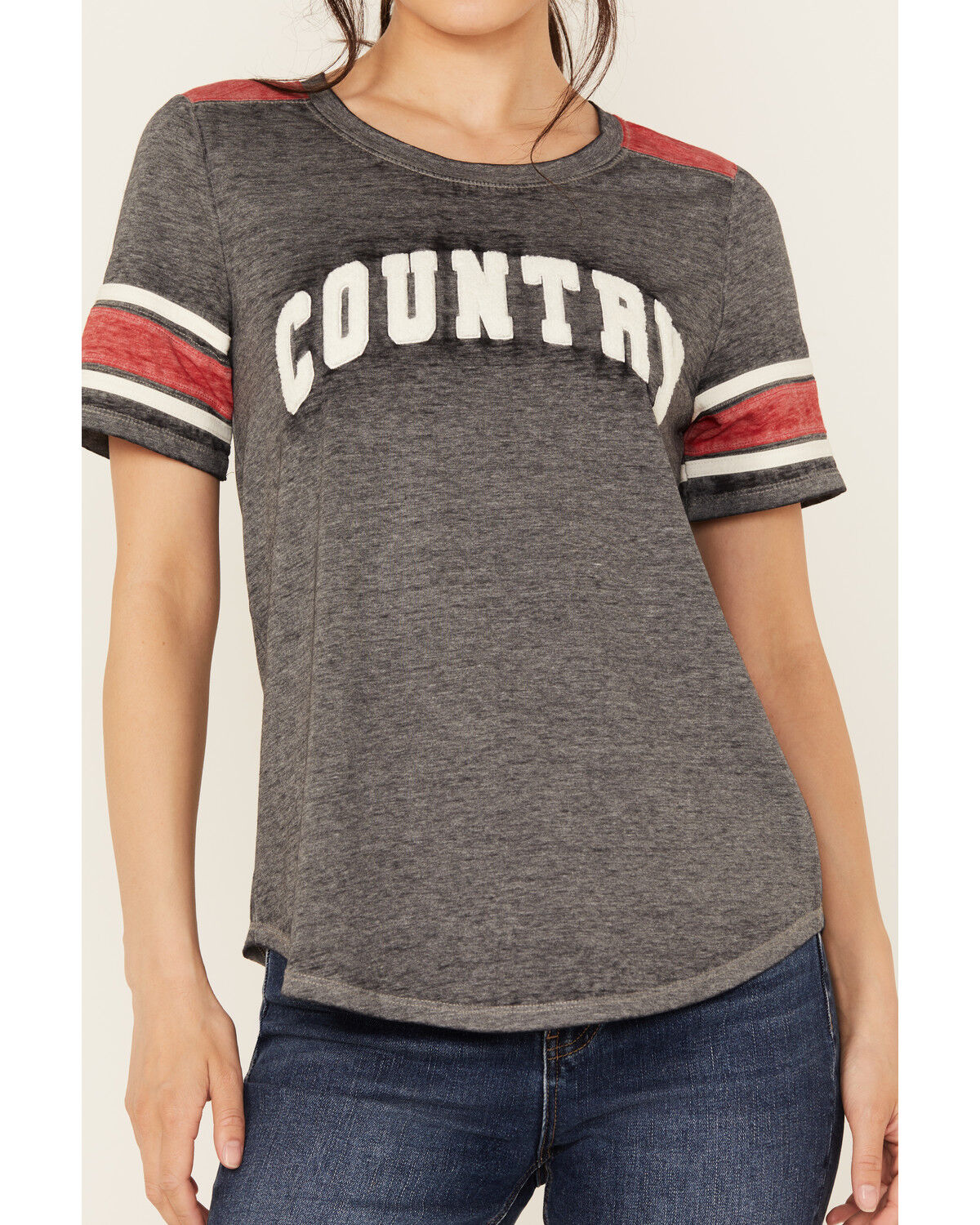 Image #3 - Blended Women's Football Short Sleeve Graphic Tee, Charcoal, hi-res