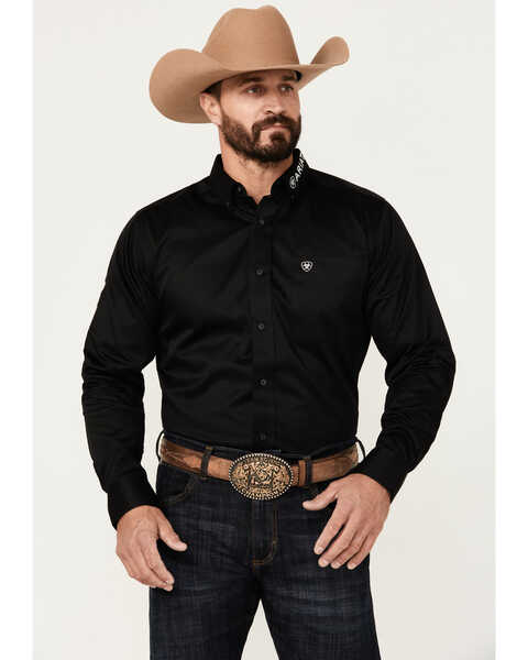 Image #2 - Ariat Men's Team Logo Twill Long Sleeve Button-Down Western Shirt, Black, hi-res