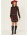 Image #1 - Wrangler Retro Women's Floral Spur Print Long Sleeve Snap Mini Dress, Black, hi-res