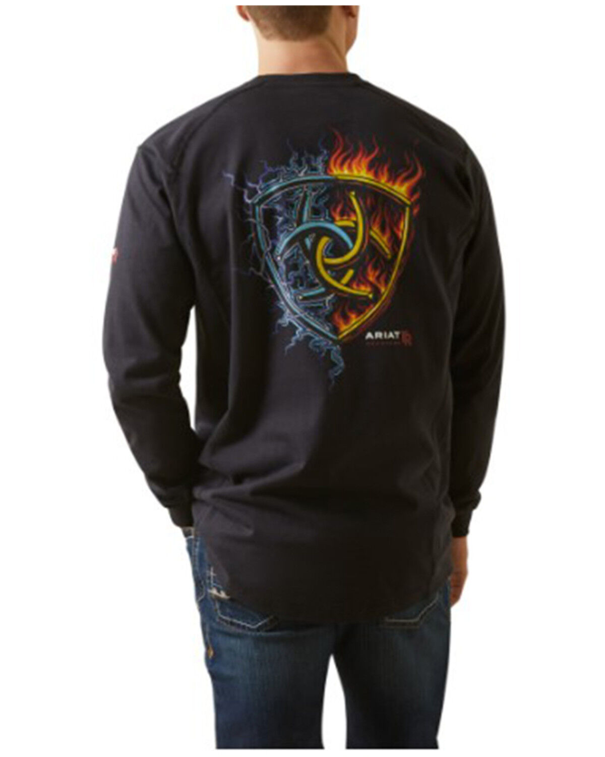 Image #2 - Ariat Men's FR Air Shock Long Sleeve Graphic Work T-Shirt, Black, hi-res