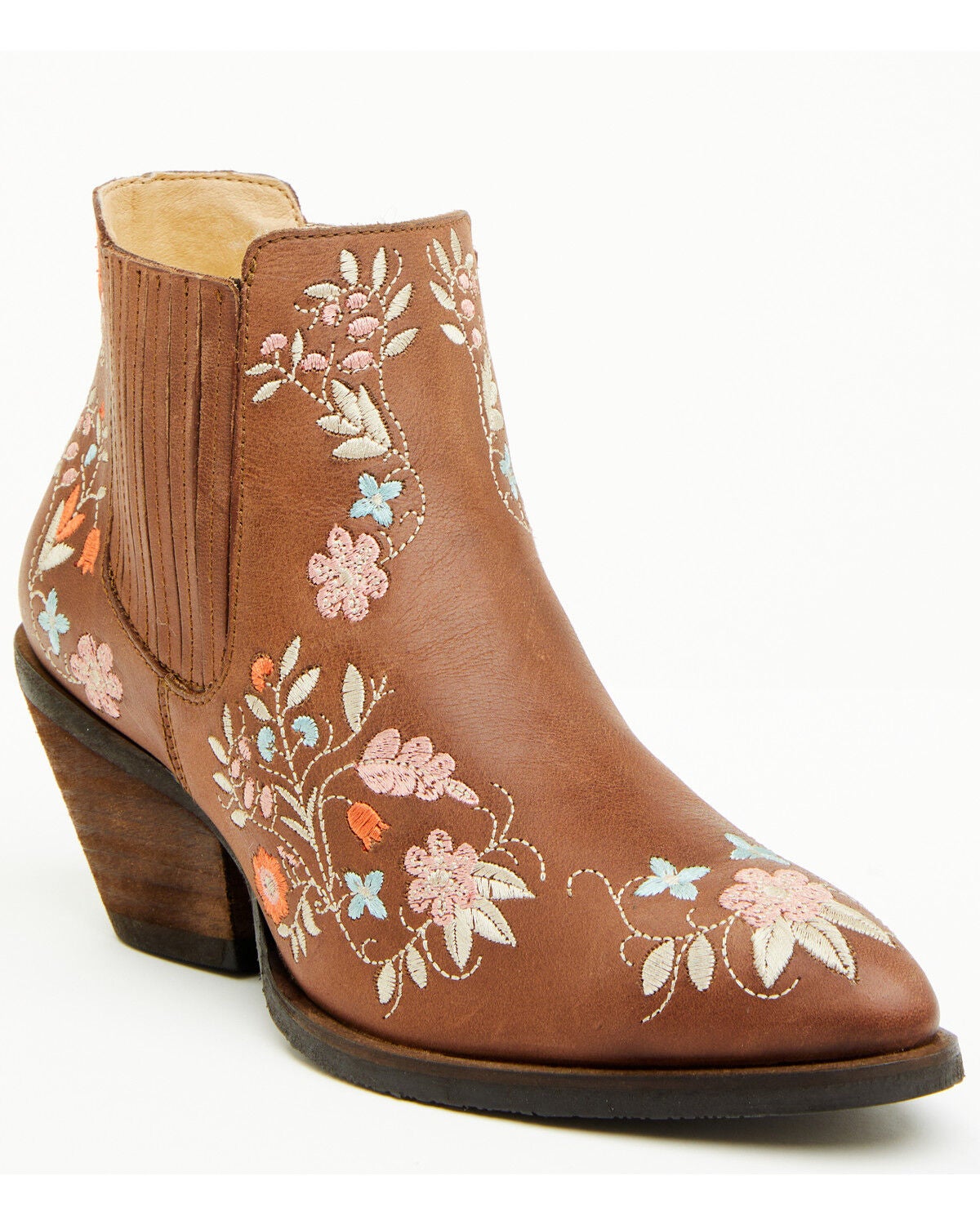 Shyanne Women's Didi Floral Booties - Round Toe, Brown, hi-res