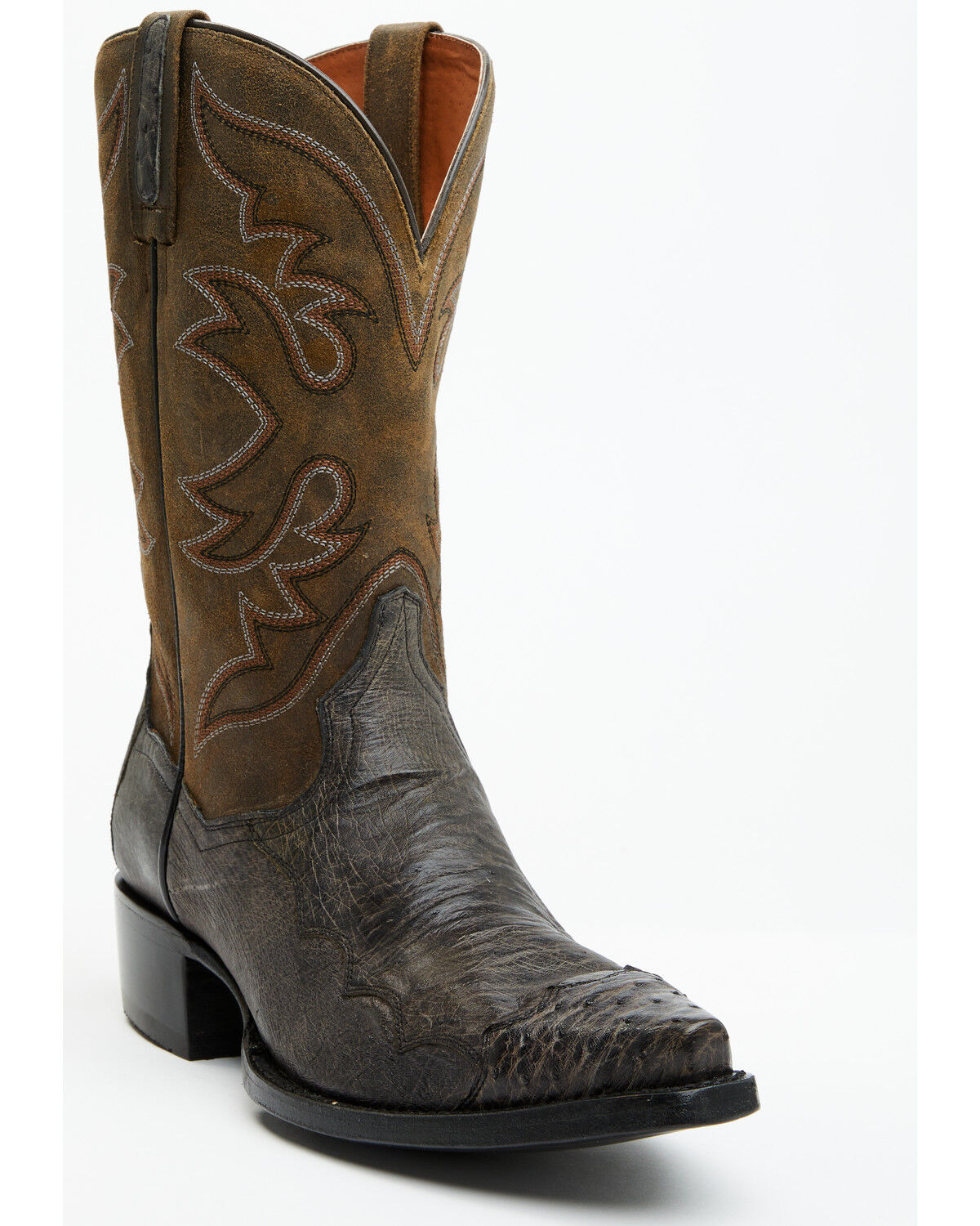 Image #1 - Dan Post Men's 12" Exotic Ostrich Western Boots - Snip Toe, Grey, hi-res
