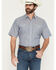 Image #1 - Ely Walker Men's Barbed Wire Striped Short Sleeve Pearl Snap Western Shirt, Blue, hi-res