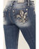 Image #2 - Miss Me Women's Medium Wash Mid Rise Sequins Fleur de Lis Stretch Skinny Jeans , Medium Blue, hi-res