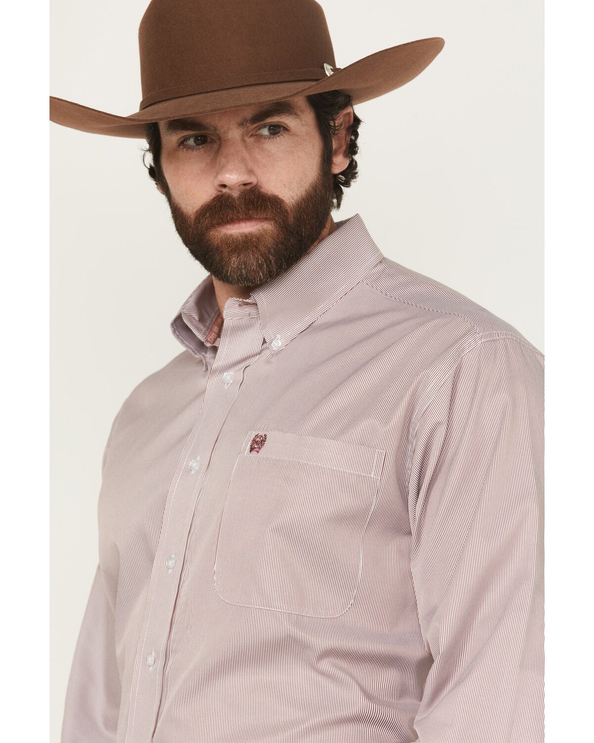 Image #2 - Cinch Men's Striped Print Tencel Long Sleeve Button-Down Western Shirt, Pink, hi-res