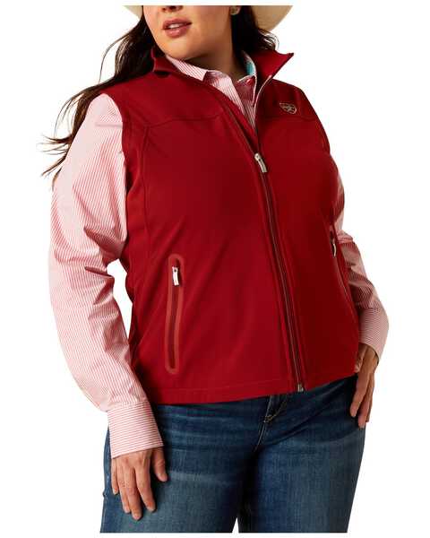 Image #1 - Ariat Women's Team Softshell Vest - Plus , Dark Red, hi-res