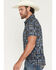 Image #2 - Rock & Roll Denim Men's Southwestern Print Short Sleeve Button-Down Stretch Polo Shirt, Blue, hi-res