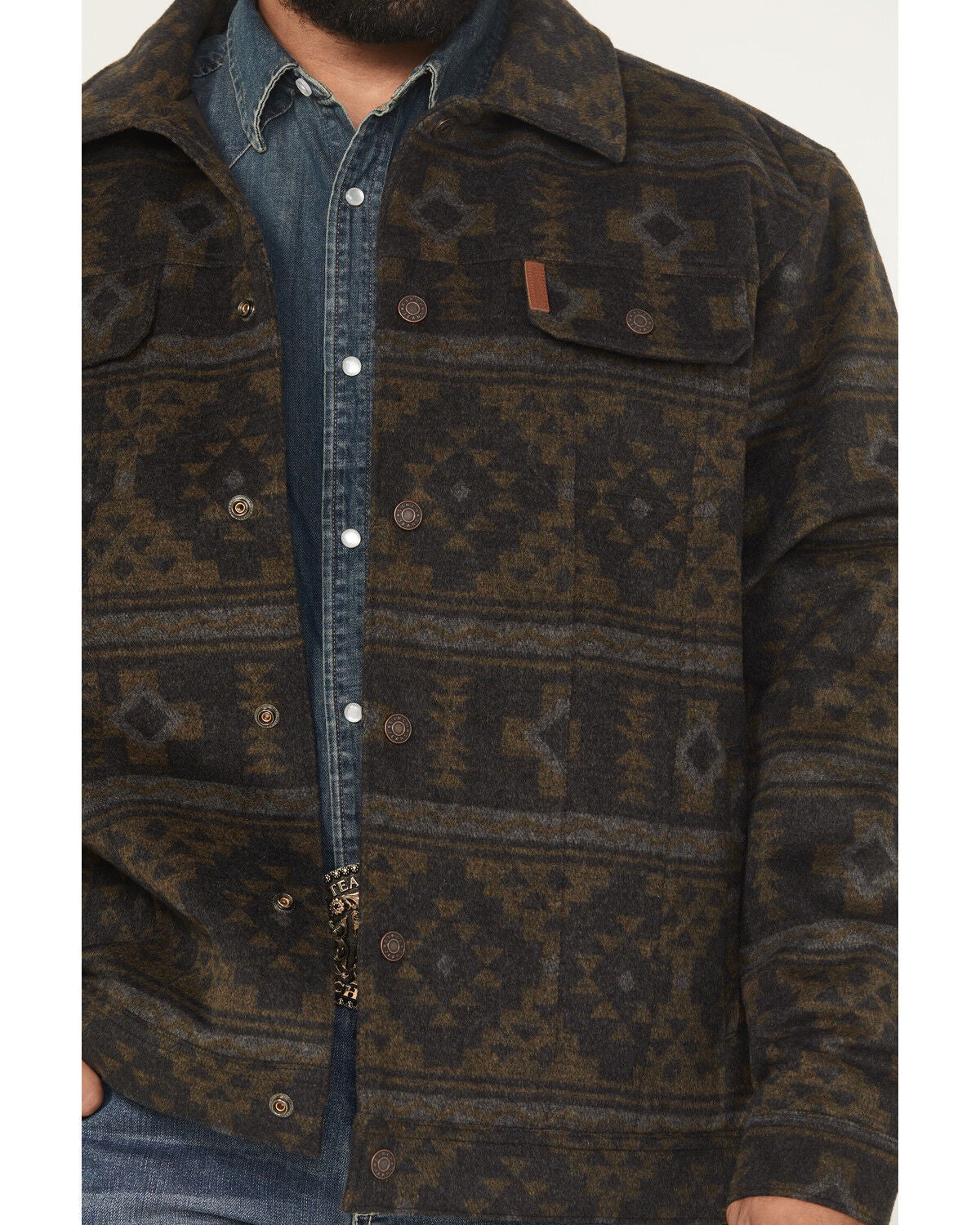 Image #3 - Cinch Men's Southwestern Print Trucker Snap Jacket, Charcoal, hi-res