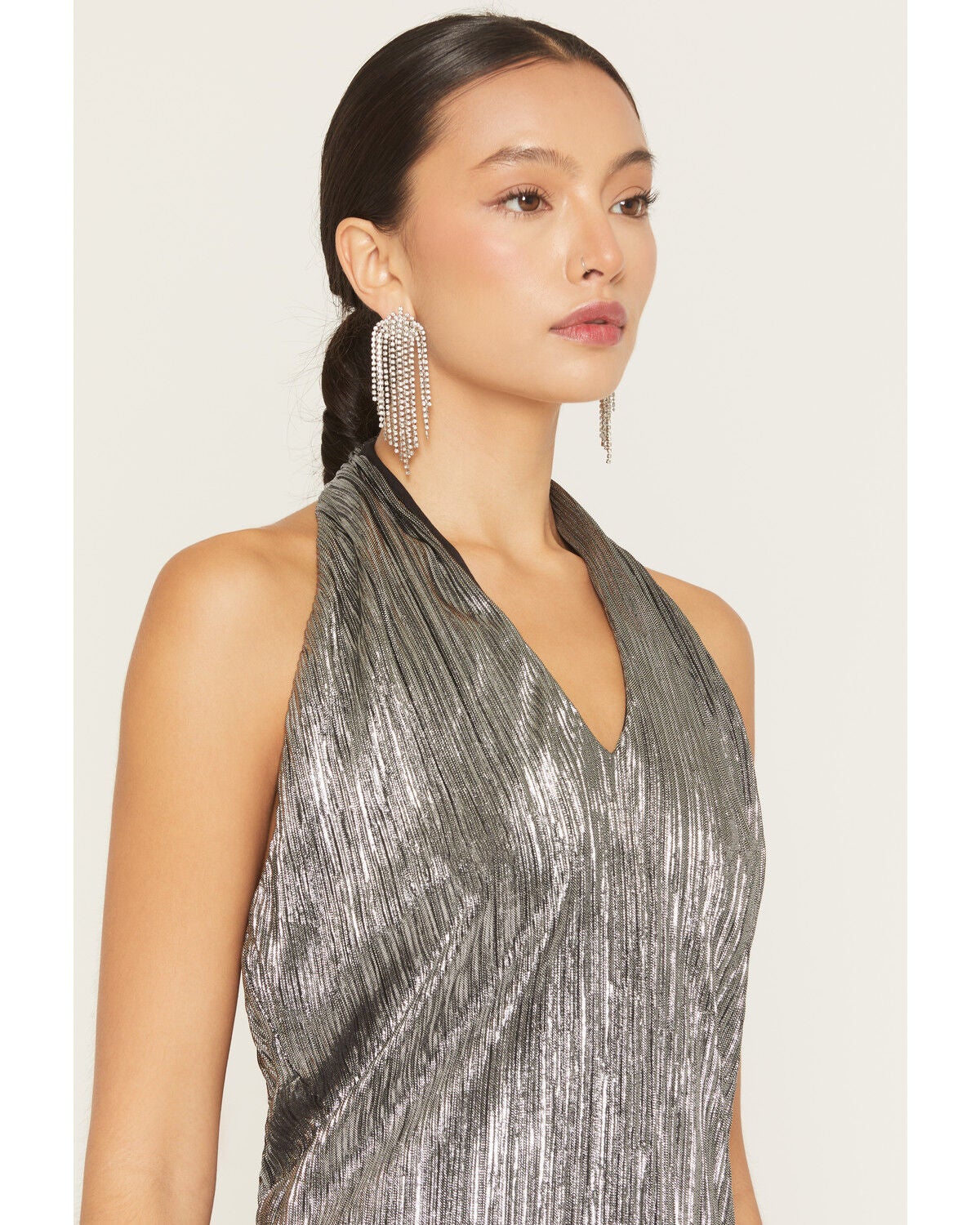 Image #2 - Show Me Your Mumu Women's Jasmine Halter Neck Sleeveless Mini Dress, Silver, hi-res