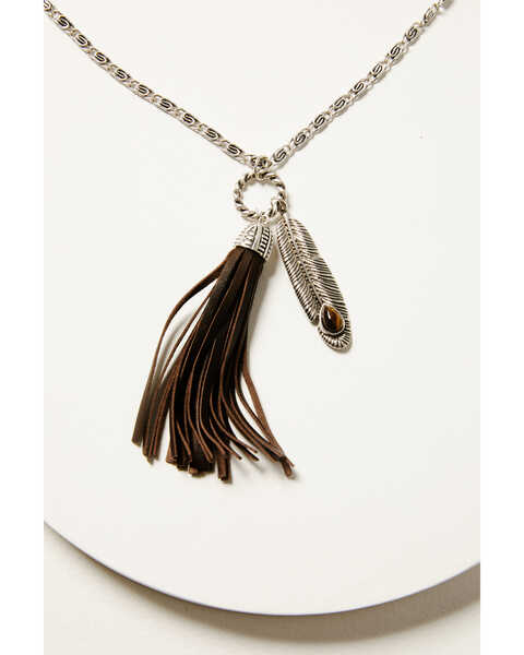 Shyanne Women's Juniper Sky Long Tassel Necklace, Silver, hi-res