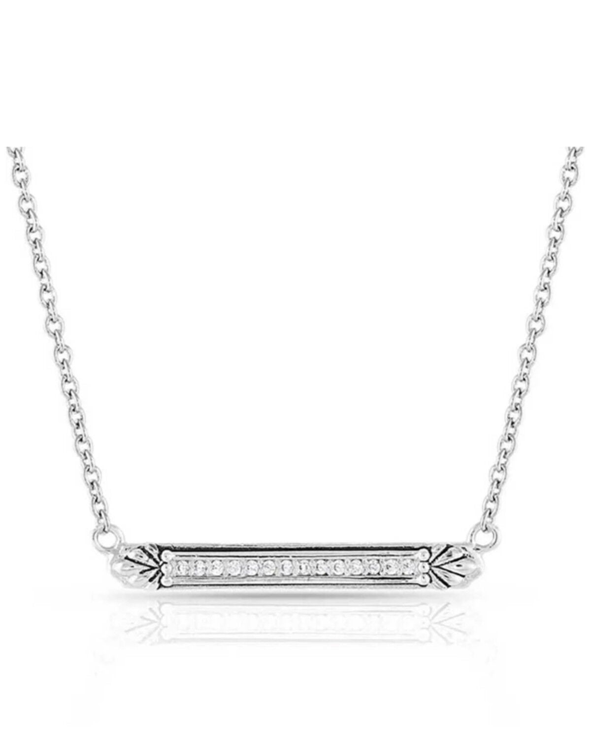 Montana Silversmiths Women's Setting the Crystal Bar Necklace, Silver, hi-res