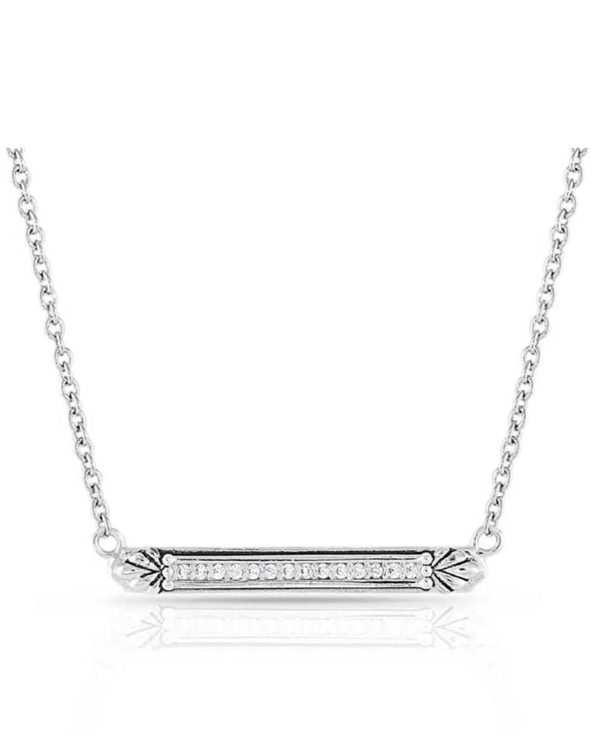 Image #1 - Montana Silversmiths Women's Setting the Crystal Bar Necklace, Silver, hi-res