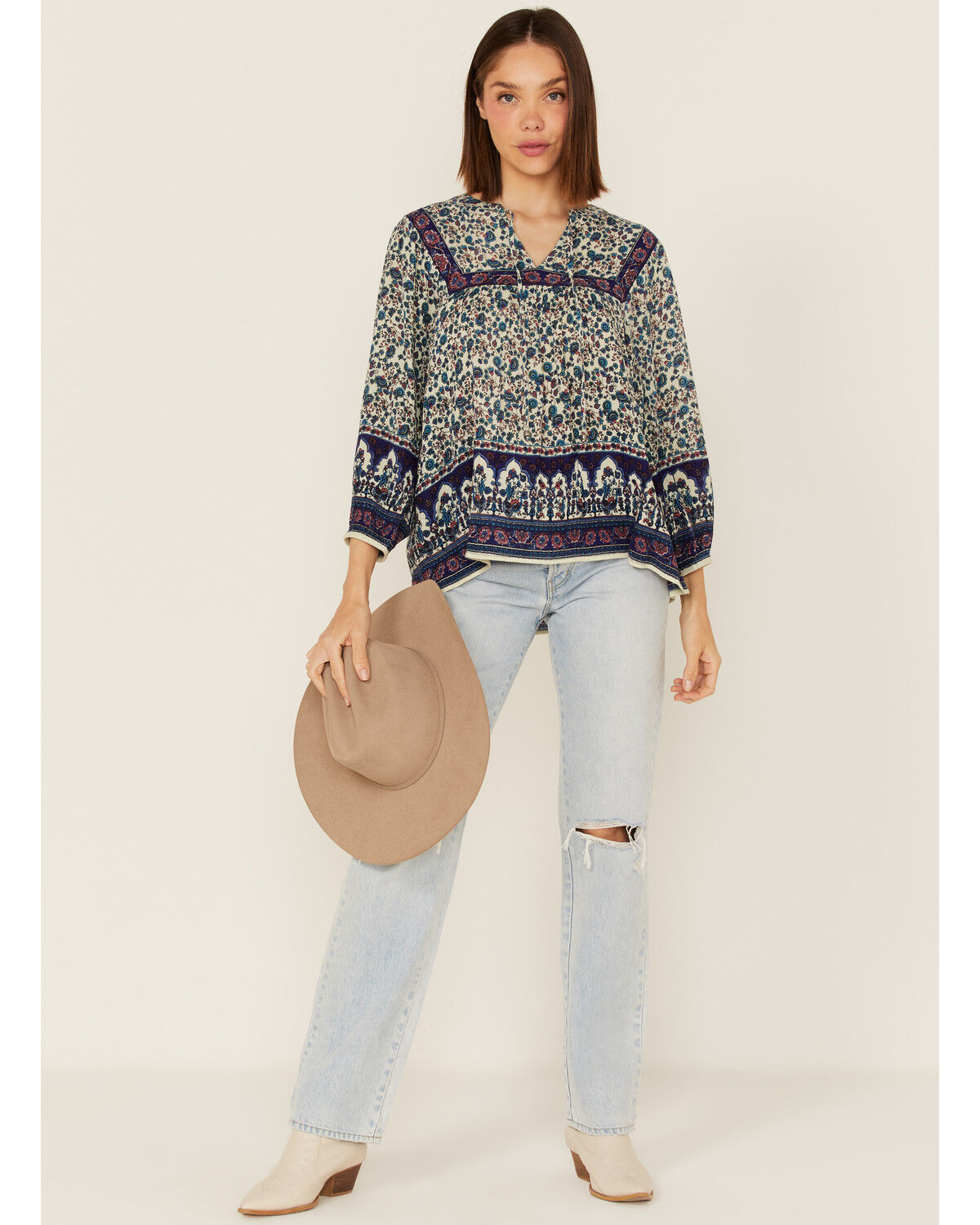 Image #2 - Bila Women's Floral Print Long Sleeve Shirt, Blue, hi-res
