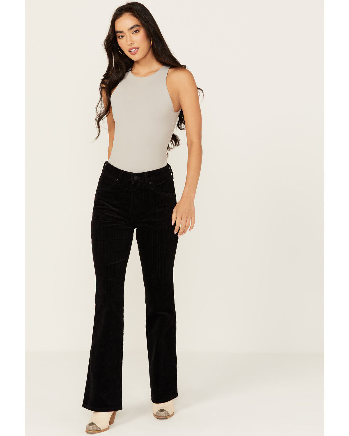 Image #1 - Wrangler Women's Westward 626 High Rise Stretch Corduroy Bootcut Jeans, Black, hi-res