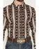 Image #3 - Wrangler Men's Checotah Southwestern Striped Print Long Sleeve Pearl Snap Western Shirt - Tall, Brown, hi-res