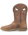 Image #3 - Double H Men's Phantom Rider Roper Pull On Work Boots - Square Toe, Brown, hi-res