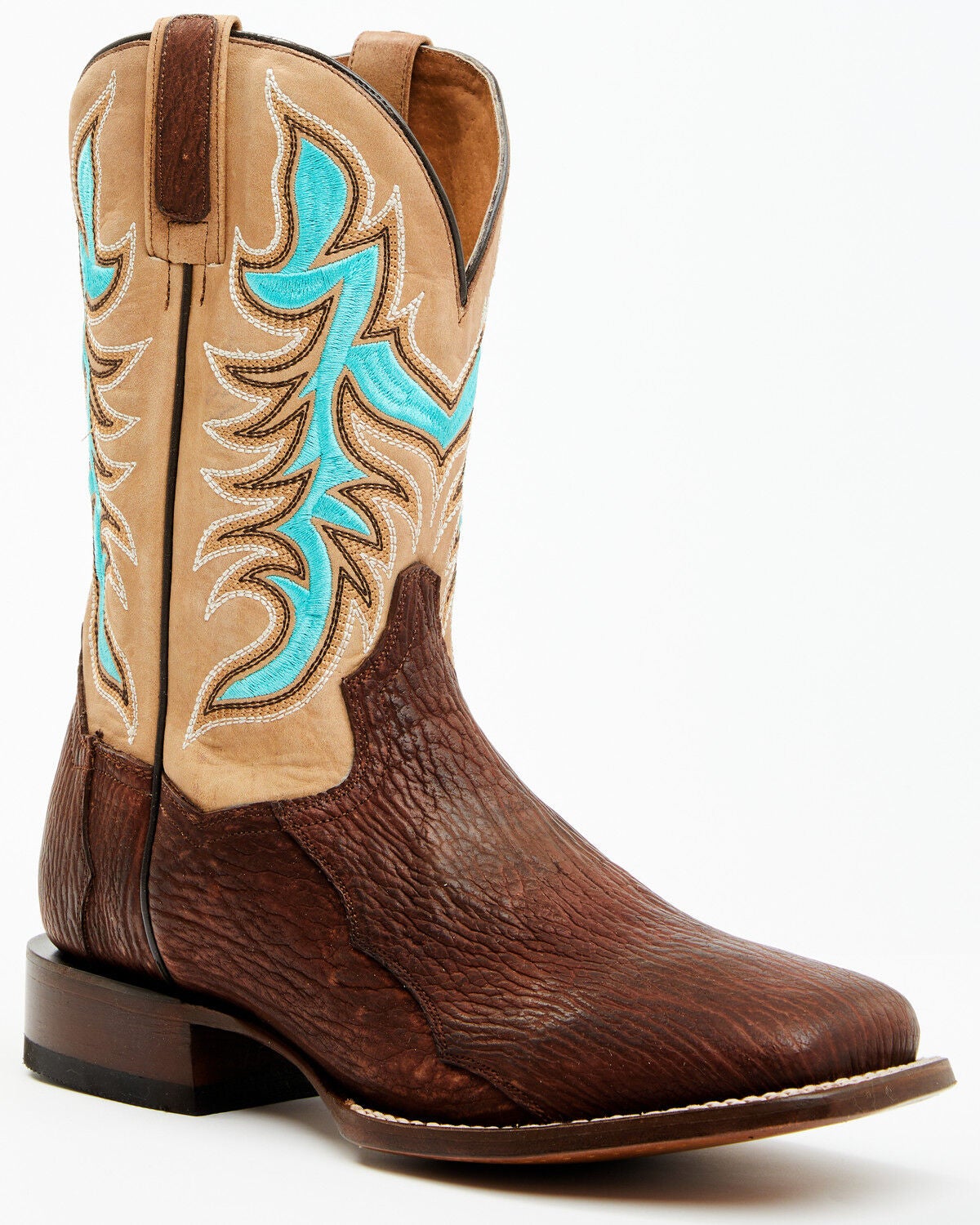 Dan Post Men's Exotic Shark Western Boots - Broad Square Toe, Dark