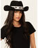 Image #1 - Nikki Beach Women's New Moon Felt Fedora Hat, Black, hi-res