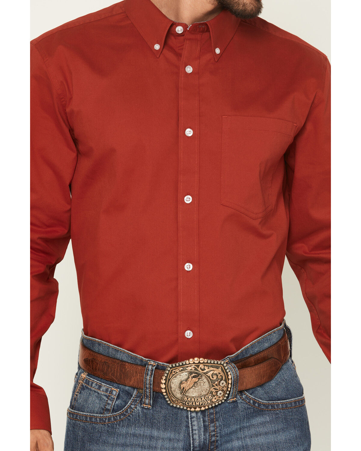 Image #3 - Cody James Men's Basic Twill Long Sleeve Button-Down Performance Western Shirt - Tall, Red, hi-res