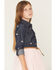 Image #2 - Sugar California Girls' Floral Embroidered Long Sleeve Button-Down Denim Tutu Dress, Multi, hi-res