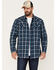 Image #1 - Moonshine Spirit Men's Ombre Plaid Print Long Sleeve Snap Western Flannel Shirt, Navy, hi-res