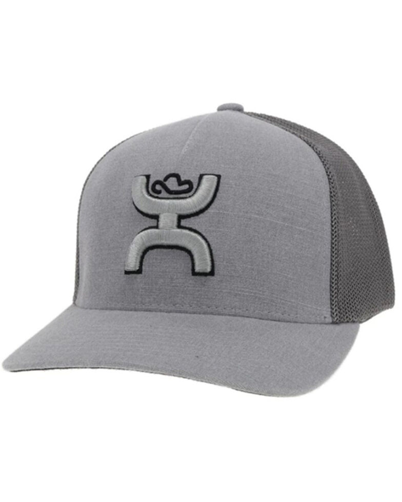 Hooey Men's Embroidered Logo Flexfit Mesh Back Trucker Cap, Grey, hi-res