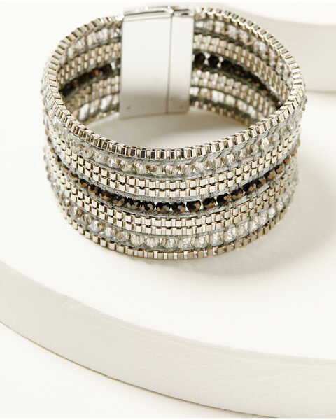 Image #1 - Shyanne Women's Beaded Holiday Magnetic Bracelet , Silver, hi-res