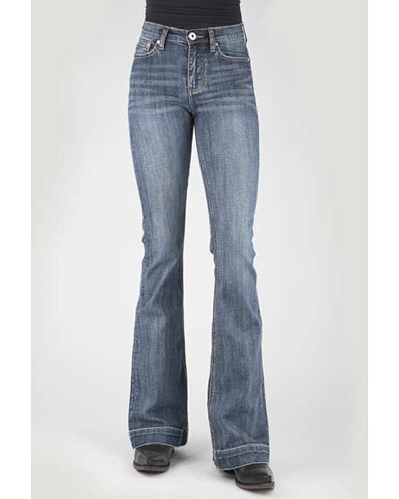 Stetson Women's 921 Medium Wash High-Rise Plain Pocket  Flare Jean, Blue, hi-res