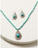 Shyanne Women's Turquoise Beaded Teardrop Pendant Necklace & Earring Set , Silver, hi-res
