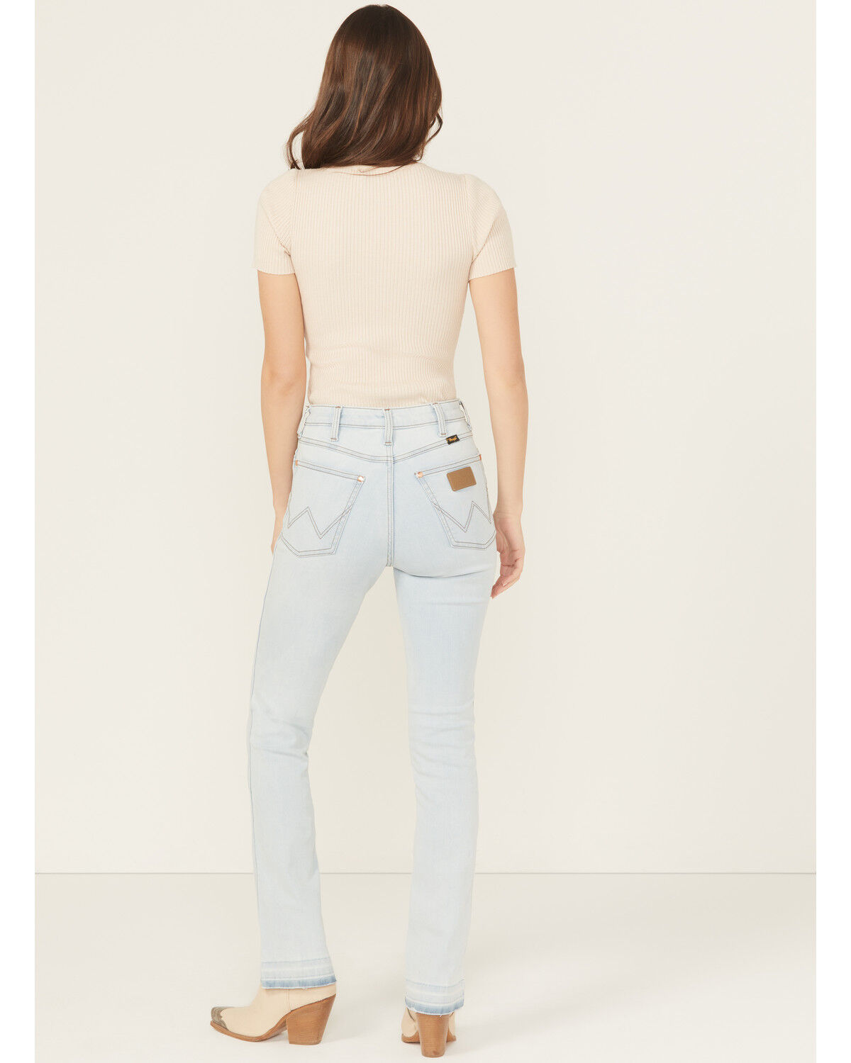 Image #3 - Wrangler X Lainey Wilson Women's Light Wash High Rise Boot Hugger Stretch Denim Jeans, Light Wash, hi-res