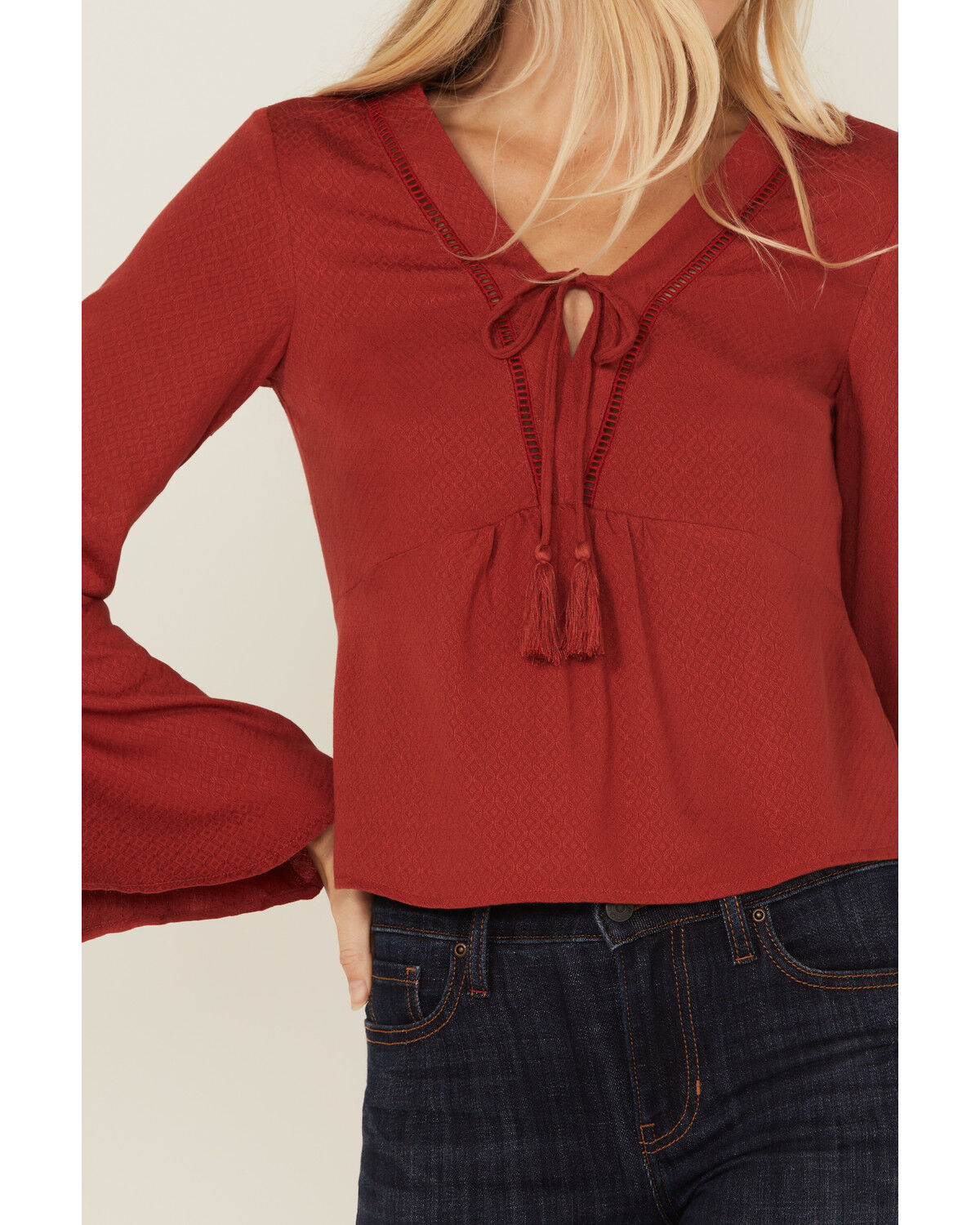 Image #3 - Idyllwind Women's Cedar Lace-Up Top, Chilli, hi-res