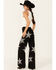 Image #3 - Vibrant Denim Women's Rhinestone Star High Rise Wide Leg Jeans , Black, hi-res