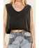 Image #2 - B Blue B Women's Cropped Rhinestone Tank Top, Black, hi-res
