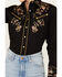 Image #3 - Rockmount Ranchwear Women's Floral Embroidered Long Sleeve Pearl Snap Western Shirt, Black, hi-res