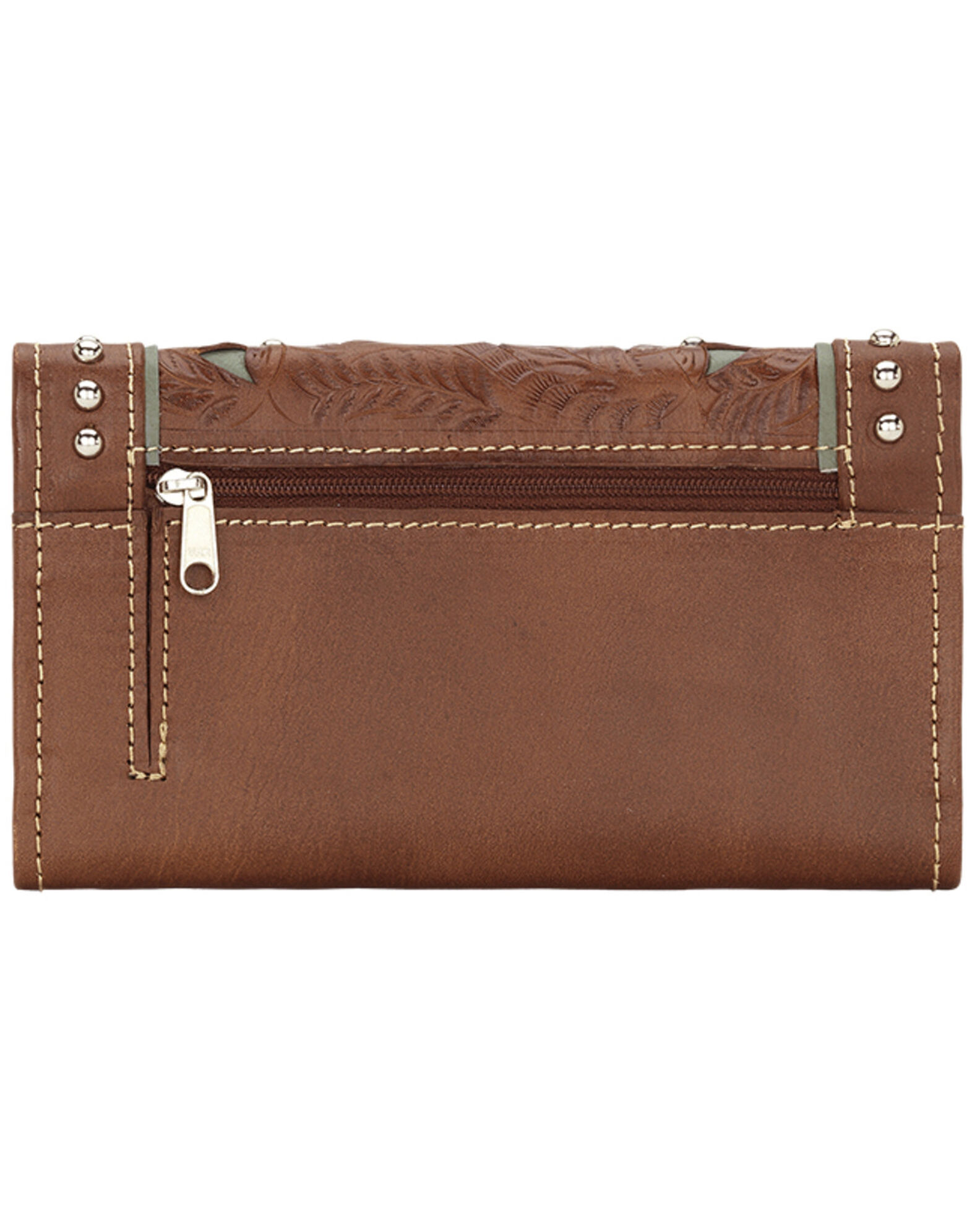 Image #2 - American West Lady Lace Tri-Fold Leather Wallet, Brown, hi-res