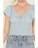 Image #3 - Bila Women's Floral Print Short Sleeve Shirt, Blue, hi-res