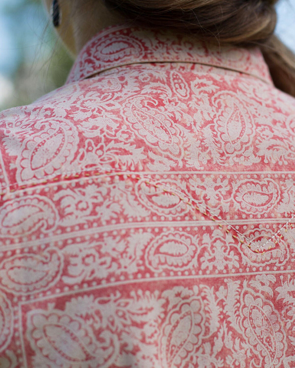 red bandana print shirt womens