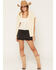 Image #1 - Cleo + Wolf Women's Lace Trim Satin Mini Skort, Black, hi-res