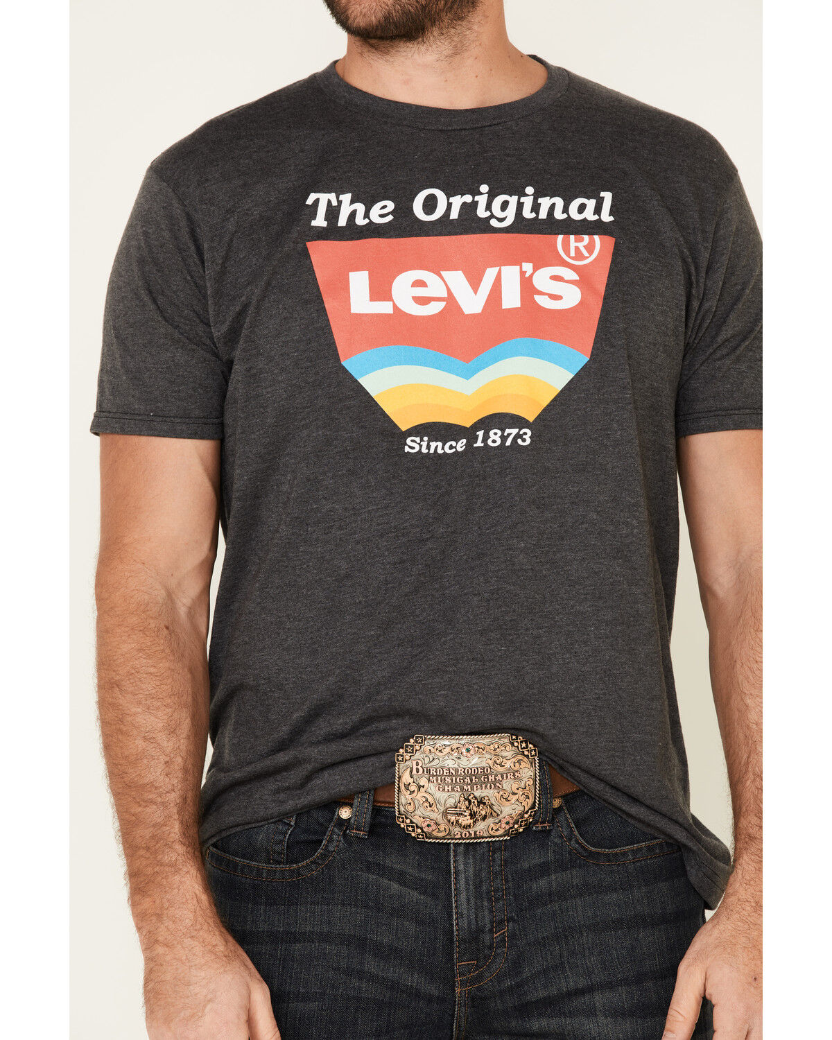 Image #3 - Levi's Men's Charcoal Heather Original Logo Graphic T-Shirt, Charcoal, hi-res