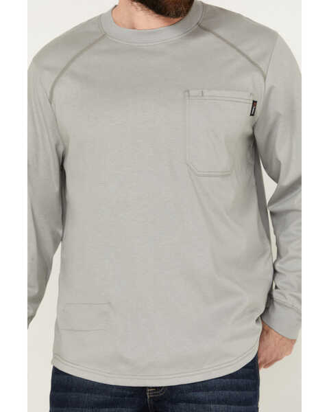 Image #3 - Hawx Men's FR Long Sleeve Pocket T-Shirt  - Tall , Silver, hi-res