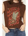 Image #3 - Merch Traffic Women's Johnny Cash Boot Muscle Tank, Brown, hi-res