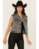 Image #2 - Veveret Women's Rhinestone Button-Down Denim Vest, Black, hi-res